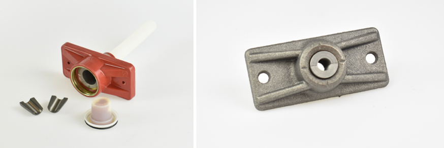 Image 2: An encapsulated stressing anchor on the left, and non-encapsulated anchor on the right